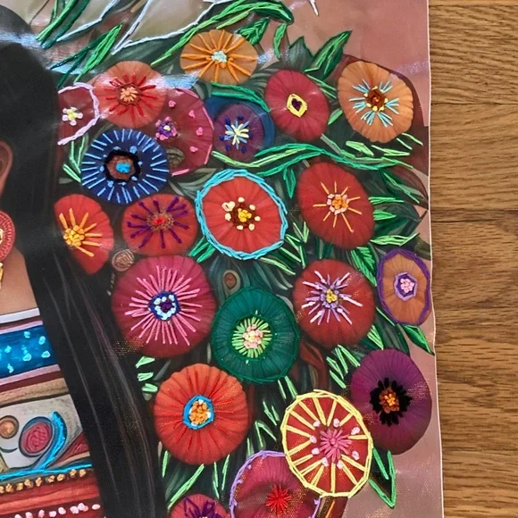 NEW, hand sewn, canvas art with embroidered accents, 20x26 inches - Picture 3 of 6